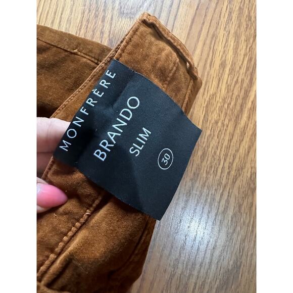 MONFRÈRE Brown Brando Slim Fit Velvet Pants size 30 - Picture 11 of 15